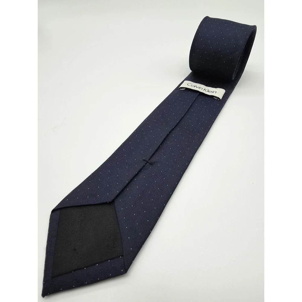 Calvin Klein Navy Blue White Slim Tie Classic Polka Dot Necktie 58